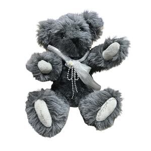 Vintage Gray Handmade Suede Pads Teddy Bear Jointed Artist Signed Numbered 15"